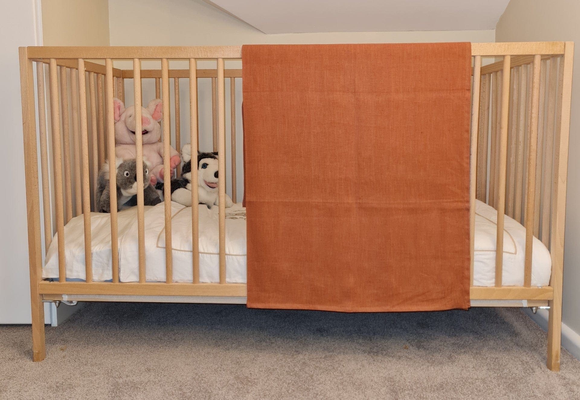 Pumpkin Linen Baby Swaddle Blanket 110cm x 110cm with fully sewn hem French flax linen by Marc Oliver Marc Oliver