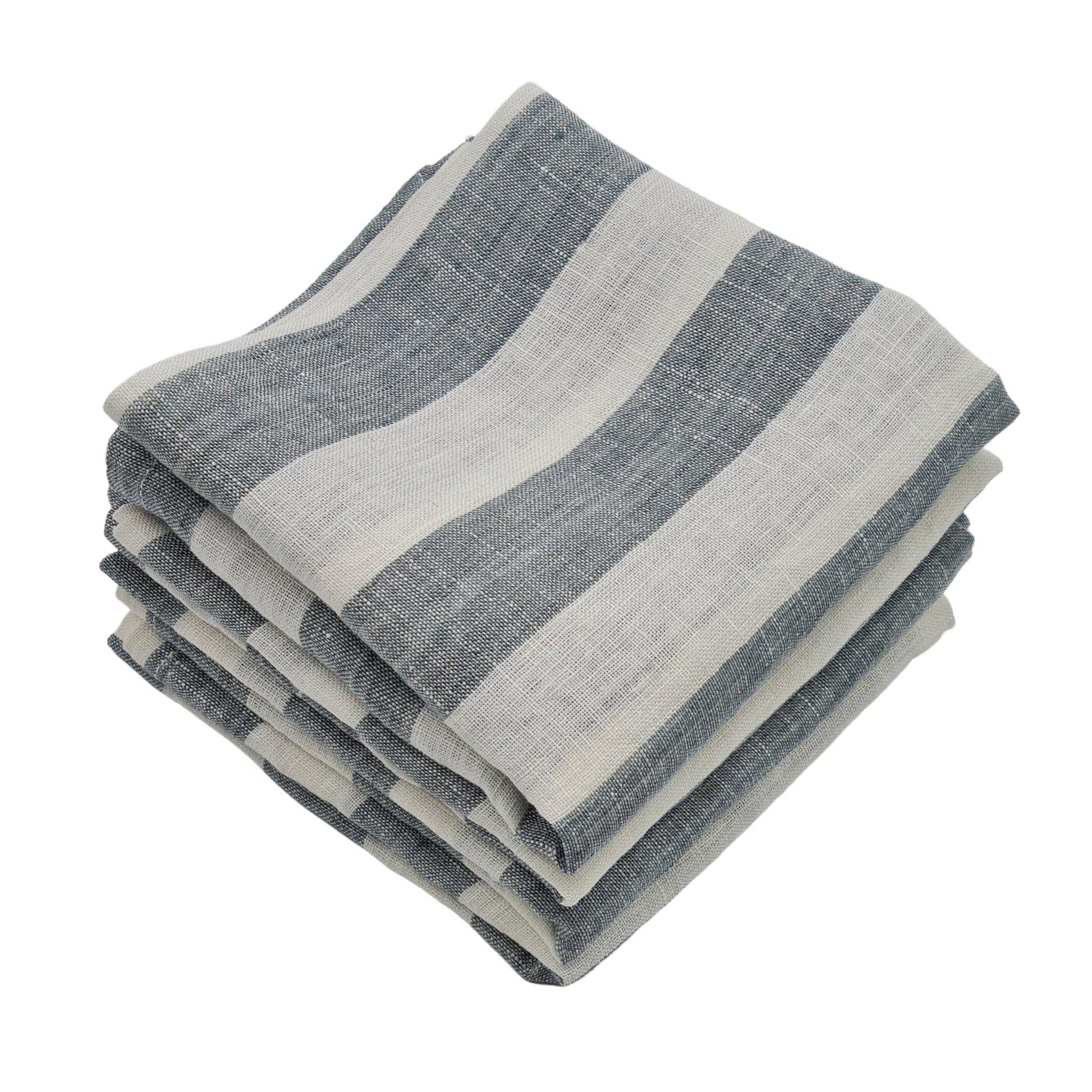 Linen Cloth Napkin Grey White Stripe 50cm x 50cm 100% French Flax by Marc Oliver Marc Oliver