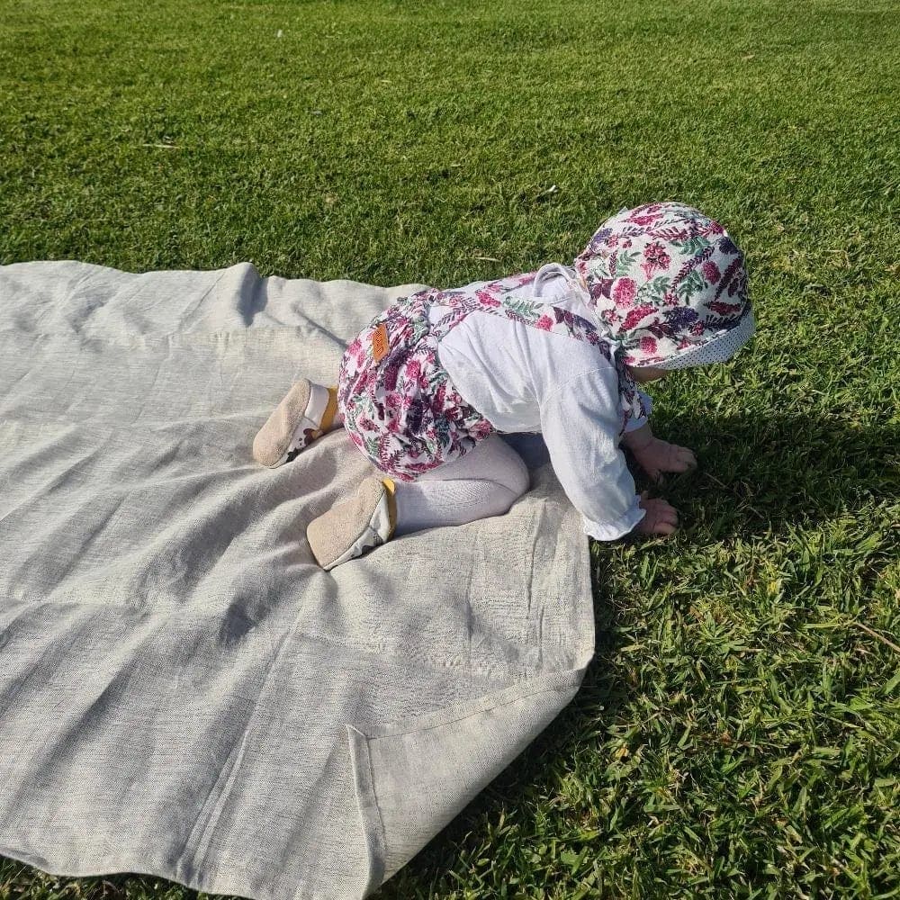 Natural Linen Baby Swaddle Blanket 110cm x 110cm fully sewn hem French Flax by Marc Oliver Marc Oliver