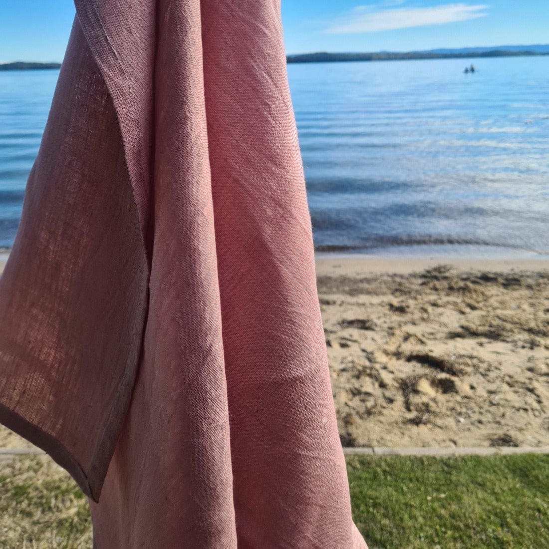 Pink Linen Baby Swaddle Blanket 110cm x 110cm with fully sewn hem - French flax linen by Marc Oliver Marc Oliver